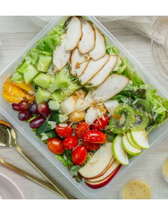 GRILLED CHICKEN BREAST AND FRUIT SALAD WITH HONEY-MAYONNAISE DRESSING