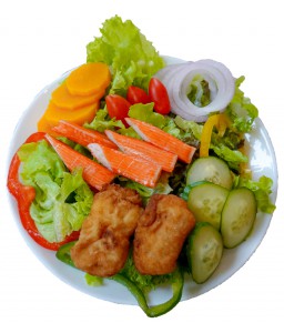 dolly fish And crab stick salad sea food cream dressing