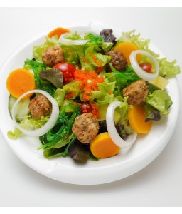 SALMON MEAT BALL SALAD &SHOYU-PONZU DRESSING