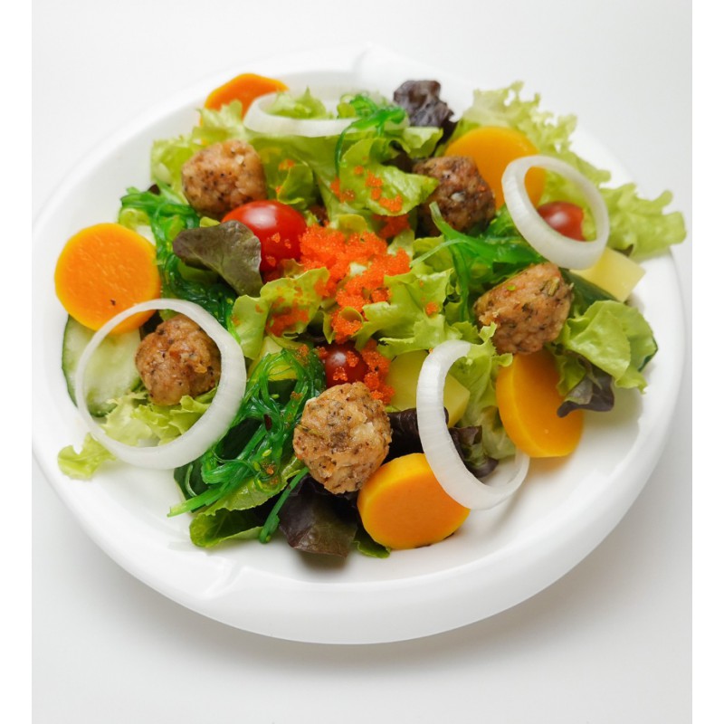 SALMON MEAT BALL SALAD &SHOYU-PONZU DRESSING